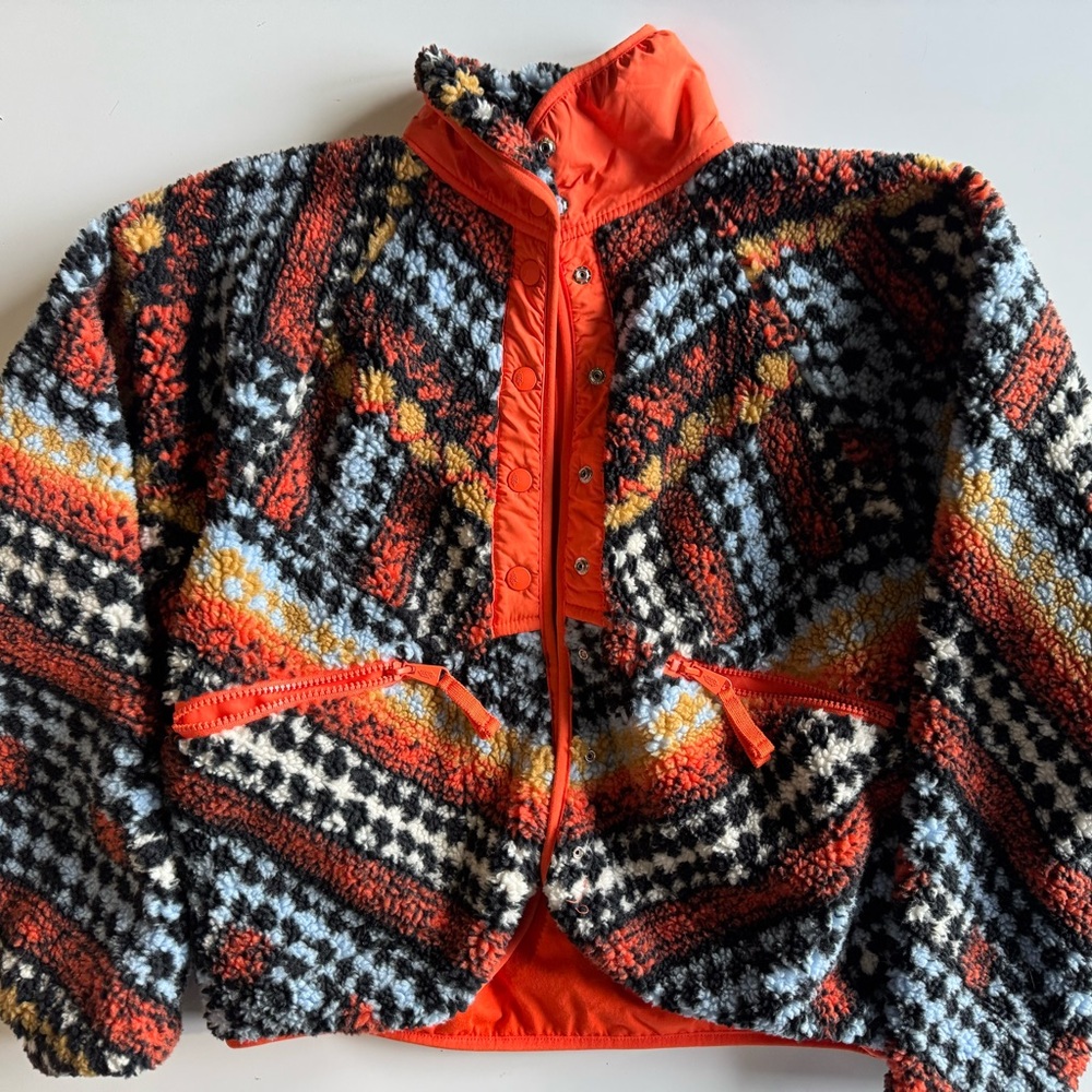 Free People FP Movement Rocky Ridge Fleece Jacket Alpine Combo XS Sherpa